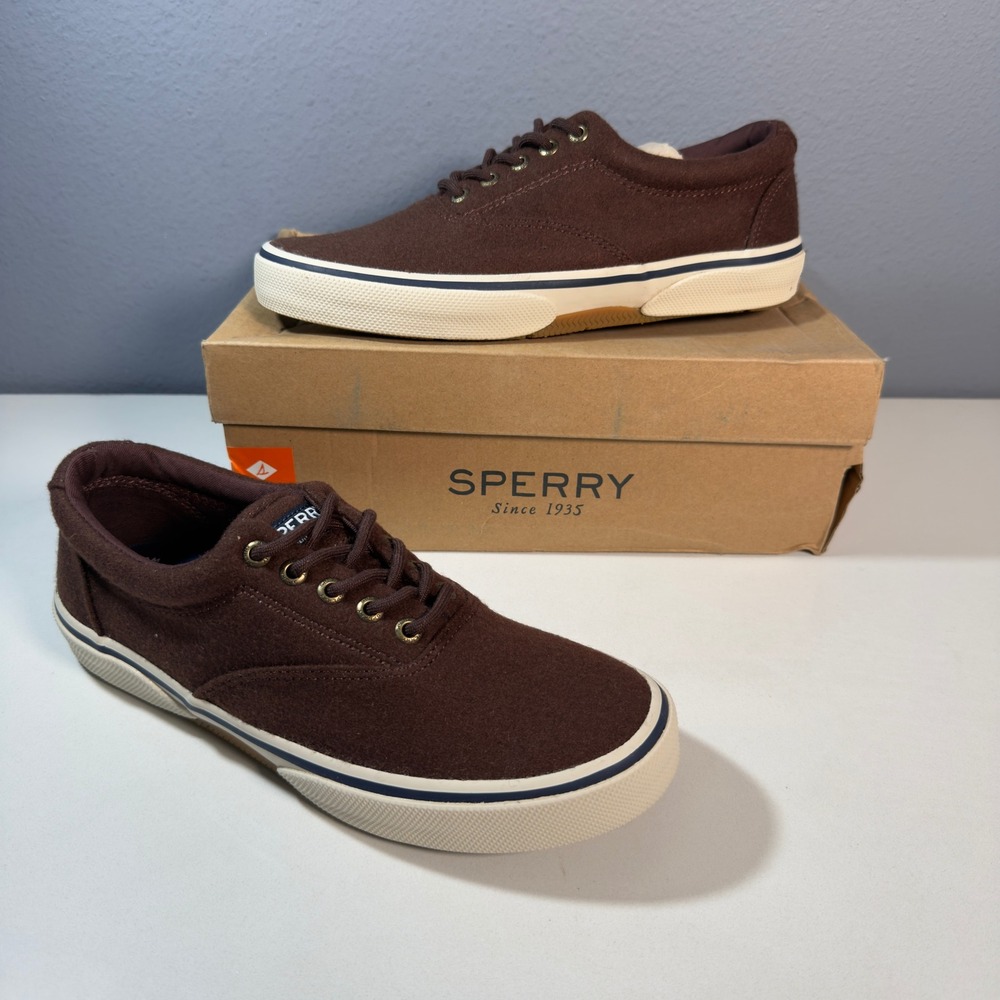 Sperry Halyard CVO Wool Brown Men 7.5 New Sneakers STS19868 Memory Foam
